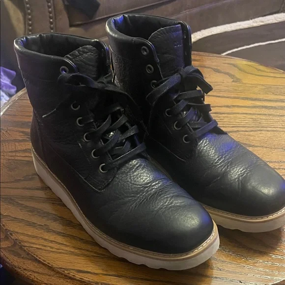 COLE HAAN Woodbury Black Leather Men's Boots Size 9M Retail $250 - Picture 1 of 8